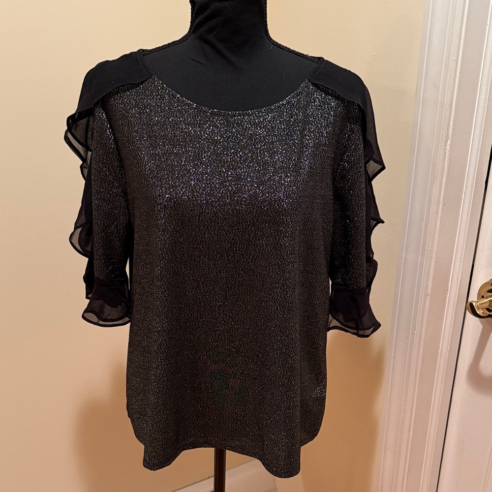 Bold Elements Black Shimmercold Shoulder Blouse - image 1
